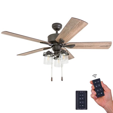PROMINENCE HOME River Run, 52 in. Ceiling Fan with Light & Remote Control, Bronze 50683-40
